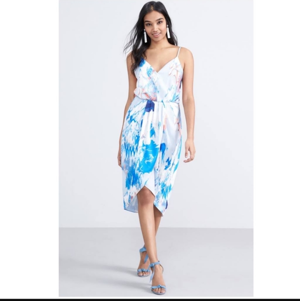 Chelsea 28 Blue V Neck Faux Wrap Dress Sz 4